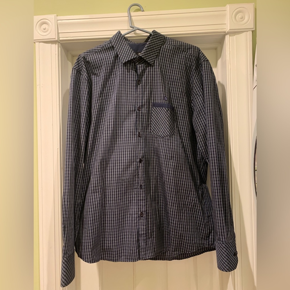 Aava Blue Patterned Collar Button Up - image 1